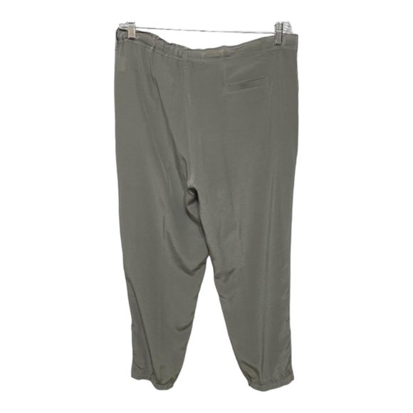 Eileen Fisher Sz 10 Silver Grey Silk Zipper Ankle Drawstring Waist Silk Joggers - Picture 3 of 6